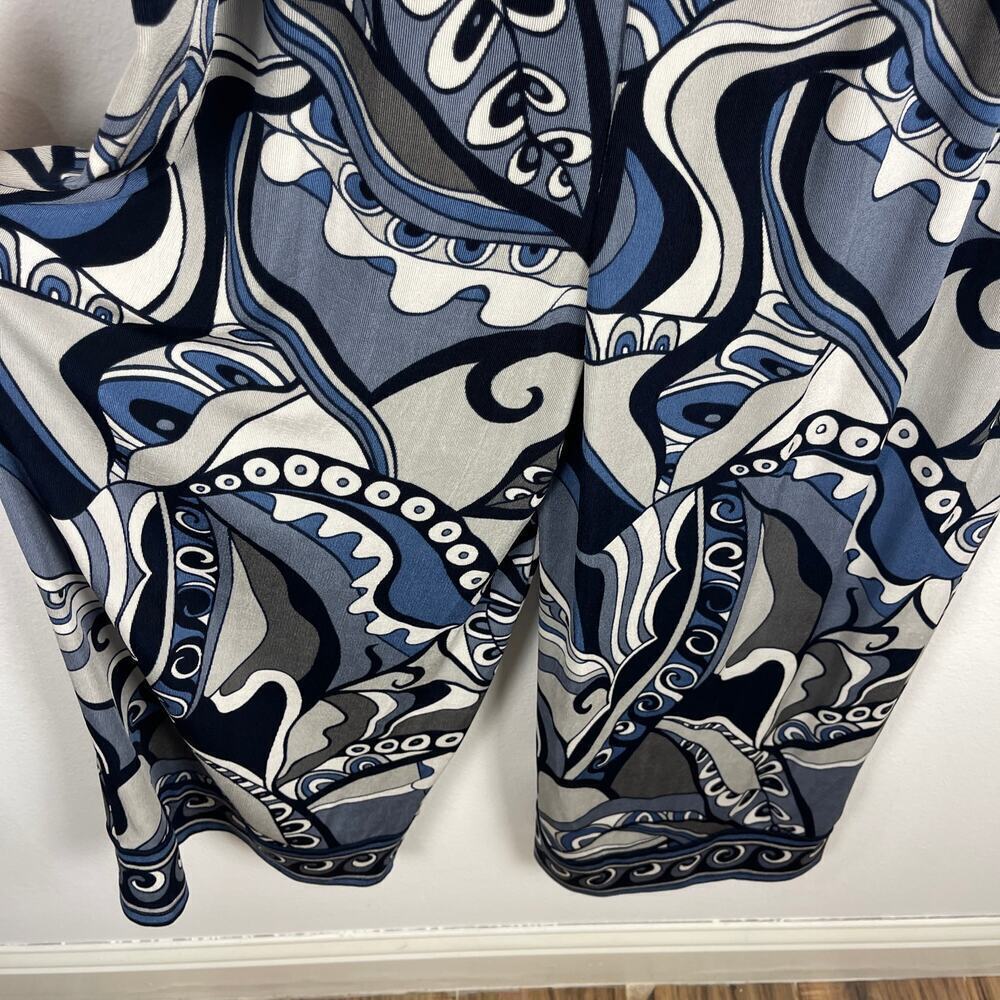 Chico’s Travelers Classic Crop Blue Grey Black Paisley Jumpsuit size 3 US 16 18 - Picture 4 of 12